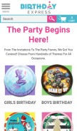 How birthdayexpress.com looks like on a mobile device such as an iPhone.