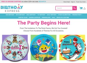 How birthdayexpress.com looks like on a tablet such as an iPad.