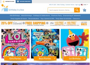 How birthdayinabox.com looks like on a tablet such as an iPad.