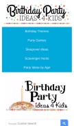 How birthdaypartyideas4kids.com looks like on a mobile device such as an iPhone.