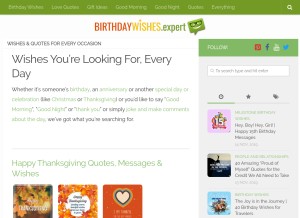 How birthdaywishes.expert looks like on a tablet such as an iPad.