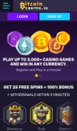 How bitcoincasino.io looks like on a mobile device such as an iPhone.
