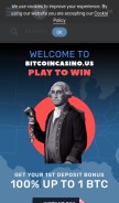 How bitcoincasino.us looks like on a mobile device such as an iPhone.