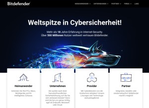 How bitdefender.de looks like on a tablet such as an iPad.