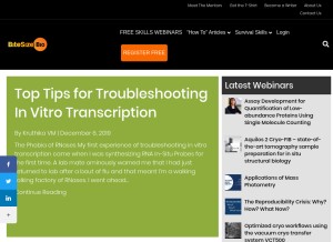 How bitesizebio.com looks like on a tablet such as an iPad.