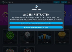 How bitsler.com looks like on a tablet such as an iPad.