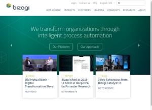 How bizagi.com looks like on a tablet such as an iPad.