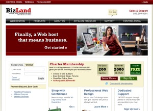 How bizland.com looks like on a tablet such as an iPad.