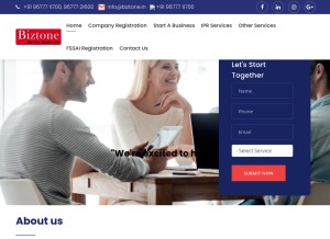 How biztone.in looks like on a tablet such as an iPad.