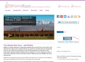 How bkwinetours.com looks like on a tablet such as an iPad.