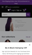 How blackhairspray.com looks like on a mobile device such as an iPhone.