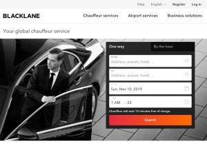 How blacklane.com looks like on a tablet such as an iPad.