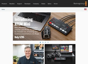 How blackmagicdesign.com looks like on a tablet such as an iPad.