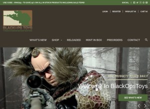 How blackopstoys.com looks like on a tablet such as an iPad.