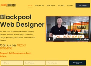 How blackpoolwebdesigner.com looks like on a tablet such as an iPad.