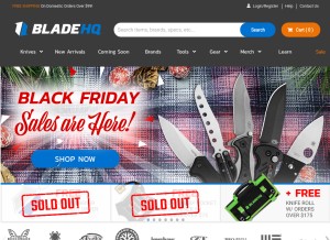 How bladehq.com looks like on a tablet such as an iPad.