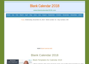 How blankcalendar2018.com looks like on a tablet such as an iPad.
