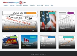 How blankcalendarpages.com looks like on a tablet such as an iPad.