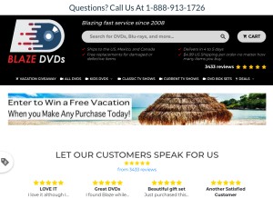 How blazedvds.com looks like on a tablet such as an iPad.