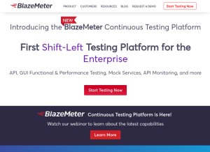 How blazemeter.com looks like on a tablet such as an iPad.