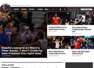 How blazersedge.com looks like on a tablet such as an iPad.