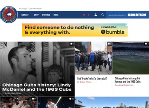 How bleedcubbieblue.com looks like on a tablet such as an iPad.