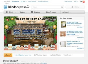 How blindsexpress.com looks like on a tablet such as an iPad.