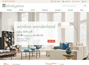 How blindsgalore.com looks like on a tablet such as an iPad.