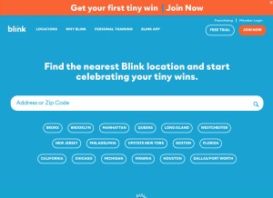How blinkfitness.com looks like on a tablet such as an iPad.