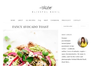 How blissfulbasil.com looks like on a tablet such as an iPad.