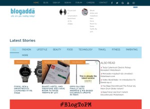 How blogadda.com looks like on a tablet such as an iPad.