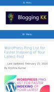 How bloggingkk.com looks like on a mobile device such as an iPhone.