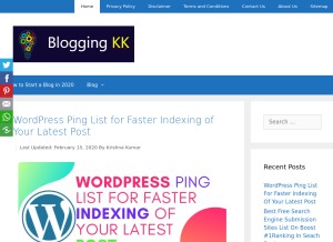 How bloggingkk.com looks like on a tablet such as an iPad.