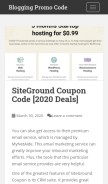 How bloggingpromocode.com looks like on a mobile device such as an iPhone.