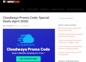 How bloggingscout.com looks like on a tablet such as an iPad.