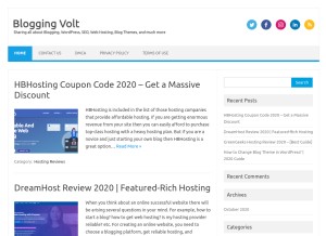 How bloggingvolt.com looks like on a tablet such as an iPad.