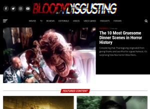 How bloody-disgusting.com looks like on a tablet such as an iPad.
