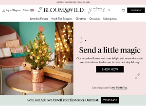 How bloomandwild.com looks like on a tablet such as an iPad.