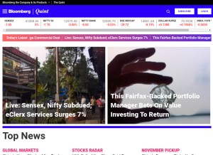 How bloombergquint.com looks like on a tablet such as an iPad.