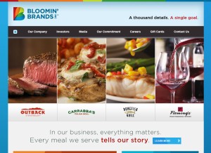 How bloominbrands.com looks like on a tablet such as an iPad.