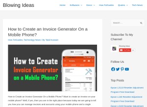 How blowingideas.com looks like on a tablet such as an iPad.
