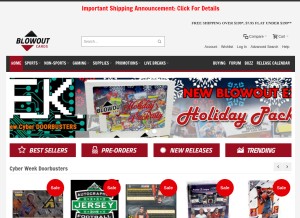How blowoutcards.com looks like on a tablet such as an iPad.