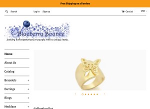 How blueberrybounce.com looks like on a tablet such as an iPad.