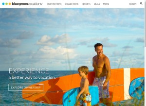 How bluegreenvacations.com looks like on a tablet such as an iPad.