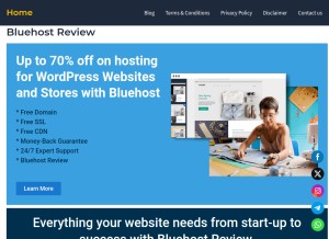 How bluehostreview.in looks like on a tablet such as an iPad.