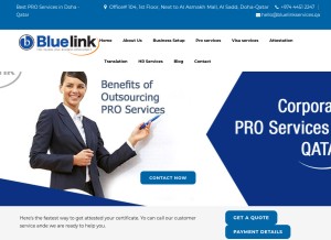 How bluelinkservices.qa looks like on a tablet such as an iPad.