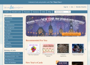 How bluemountain.com looks like on a tablet such as an iPad.