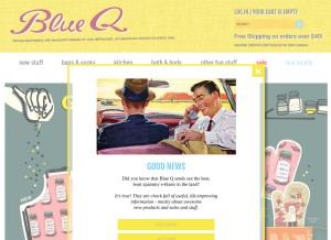 How blueq.com looks like on a tablet such as an iPad.