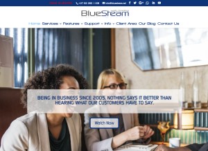 How bluesteam.net looks like on a tablet such as an iPad.