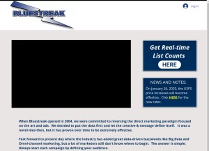 How bluestreakdata.com looks like on a tablet such as an iPad.